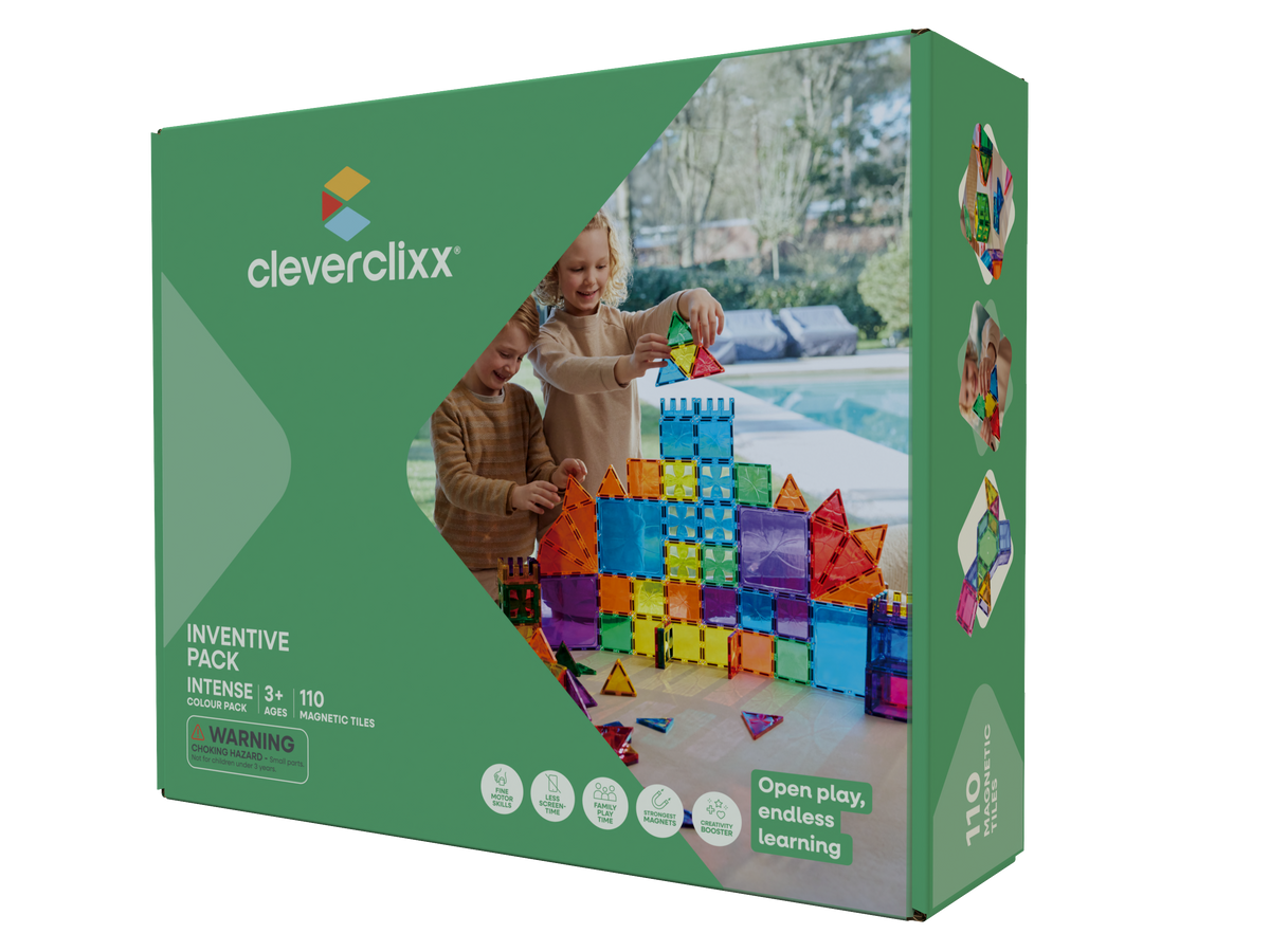 Cleverclixx Segulkubbar Inventive Intense - 110 hlutar – askja