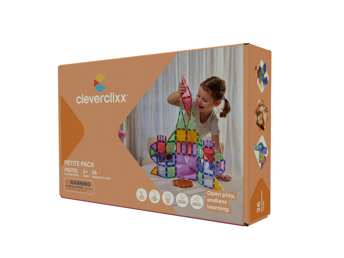 Cleverclixx Segulkubbar Petite Pastel - 36 hlutar – askja