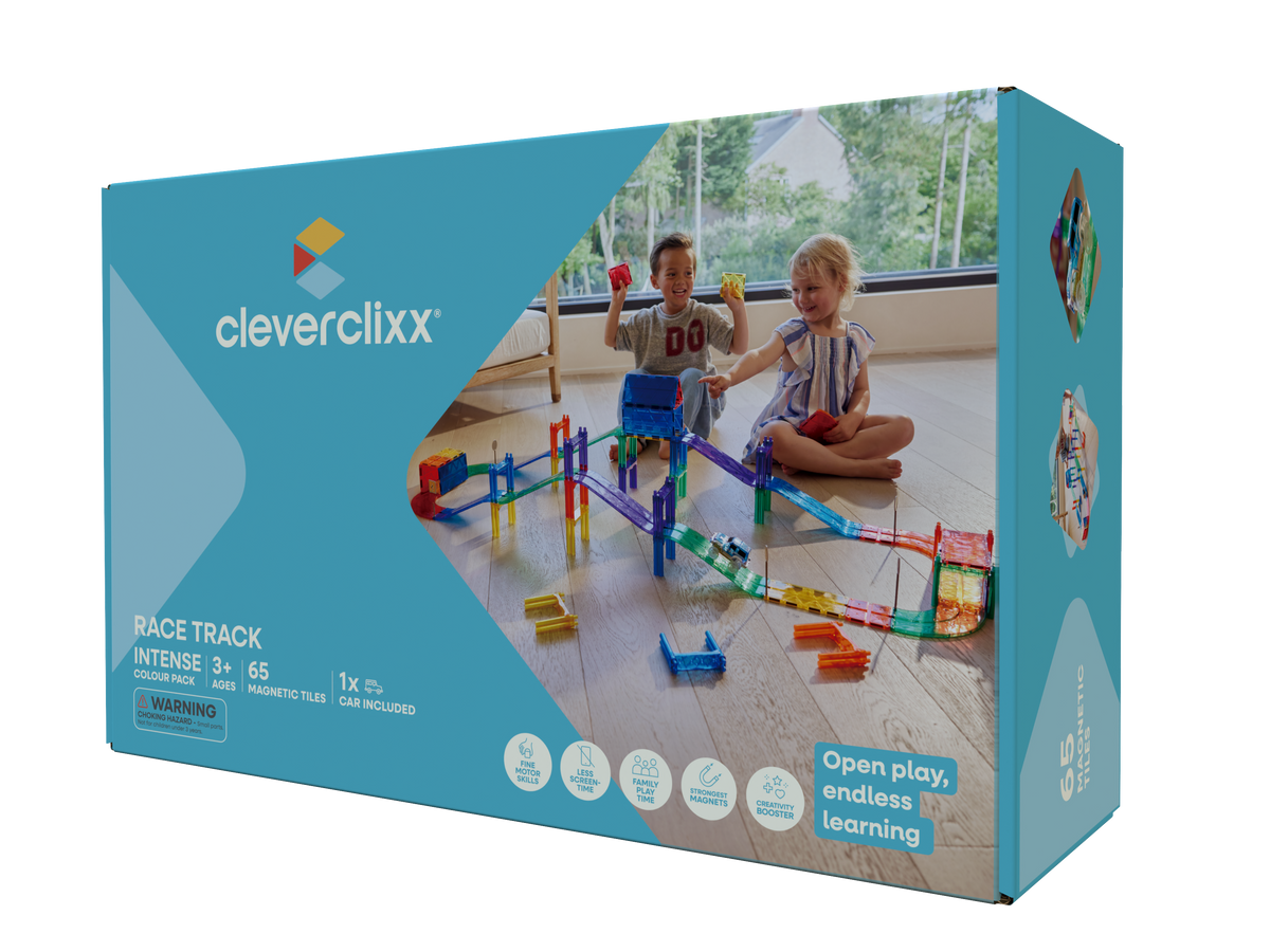Cleverclixx Bílabraut Race Track Intense - 65 hlutar – askja
