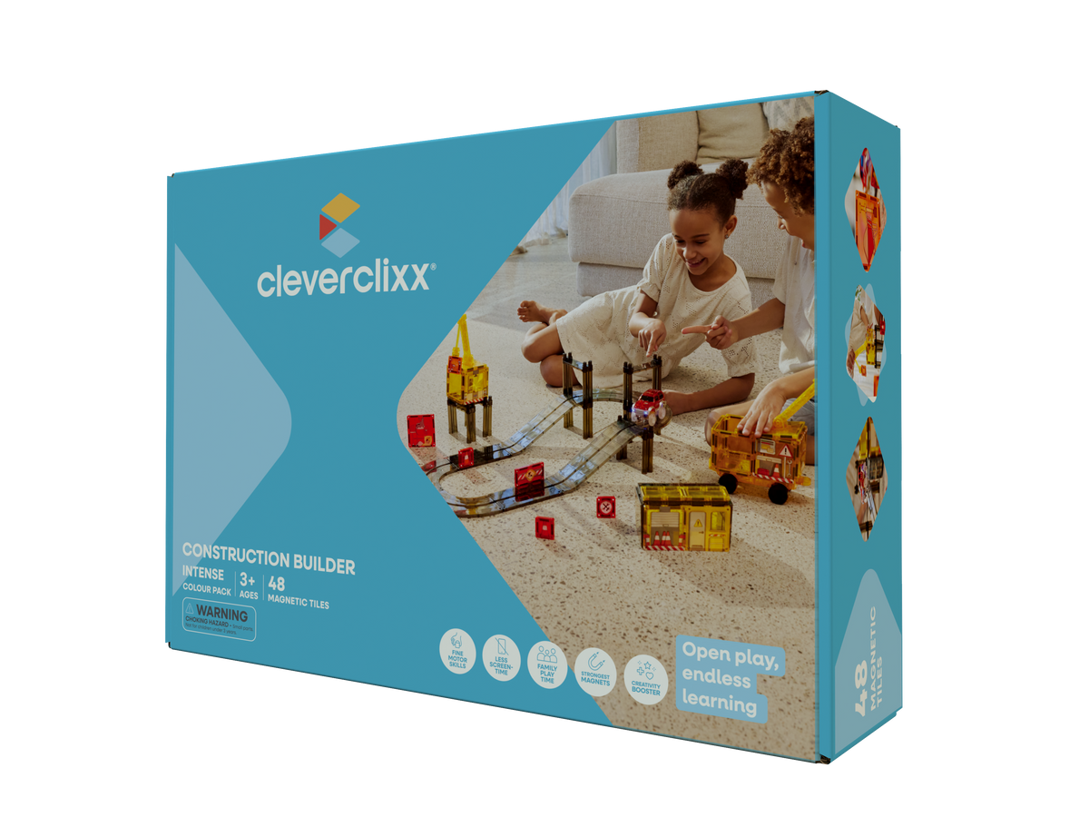 Cleverclixx Byggingarsvæði Construction Builder Intense - 48 hlutar – askja