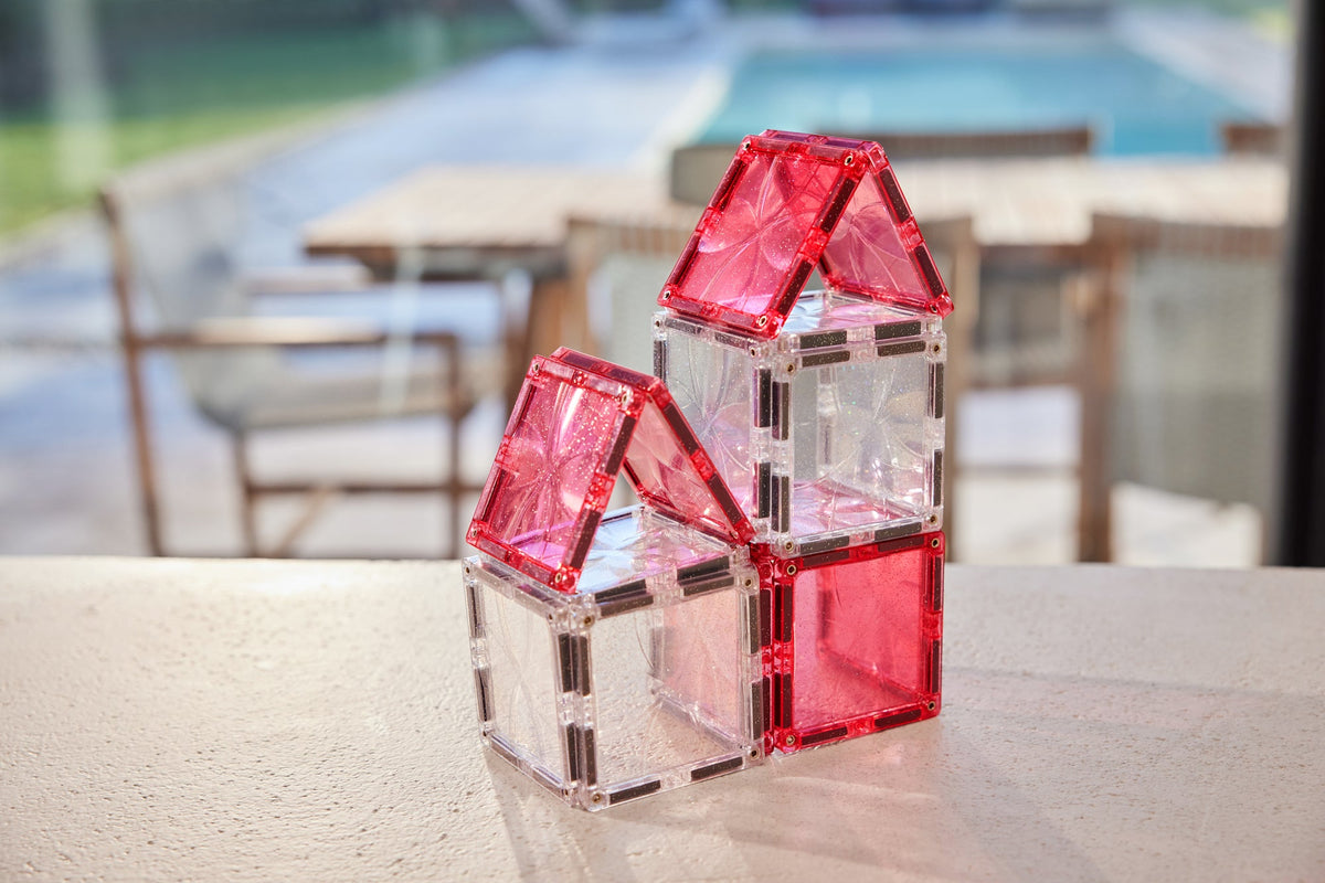 Cleverclixx Glimmerflísar Transparent/Pink - 16 hlutar