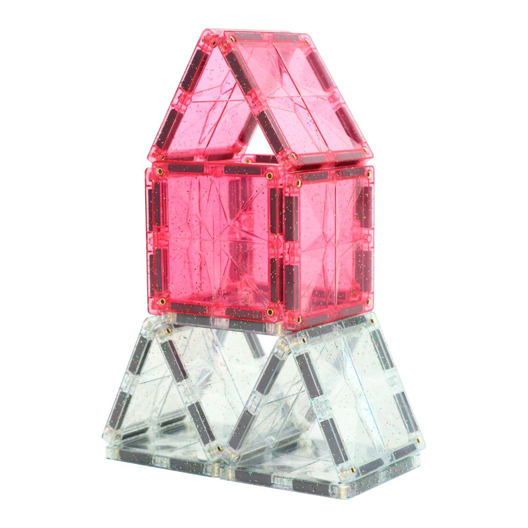 Cleverclixx Glimmerflísar Transparent/Pink - 16 hlutar