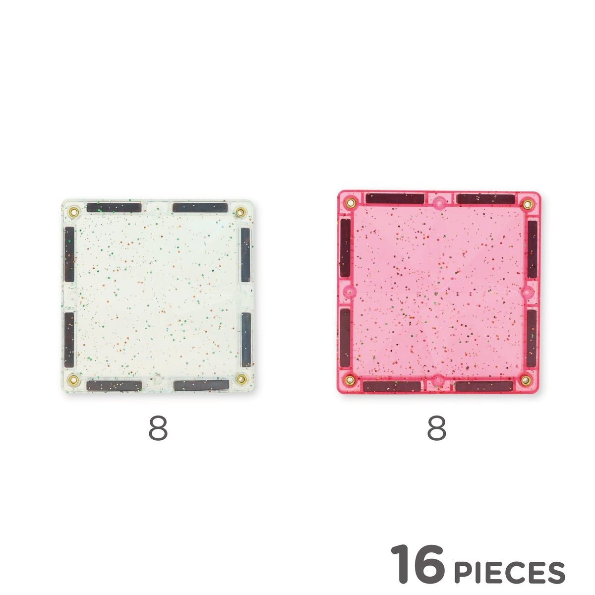 Cleverclixx Glimmerflísar Transparent/Pink - 16 hlutar