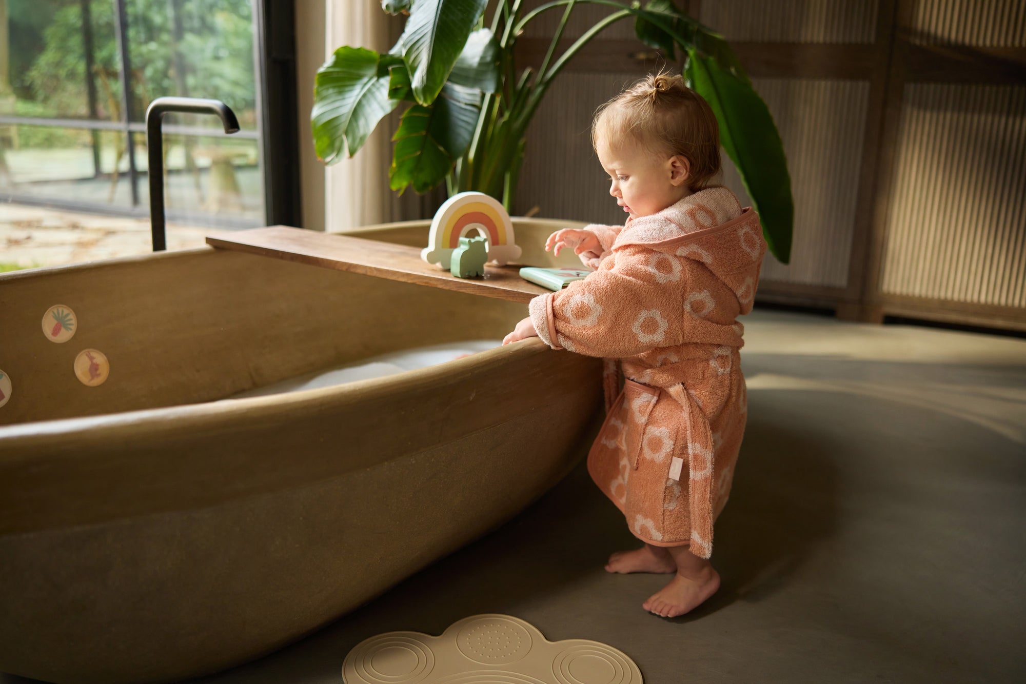 Baðsloppur 1-2 ára - Jacquard Flower - miniplay.is