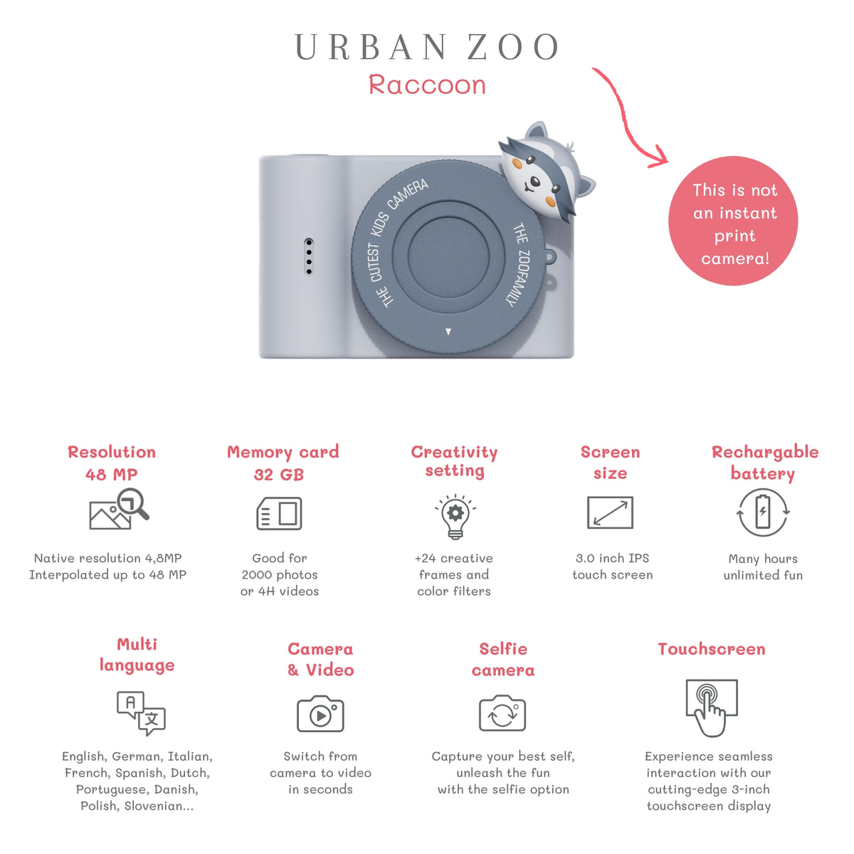 Urban Zoo Barnamyndavél - Þvottabjörn