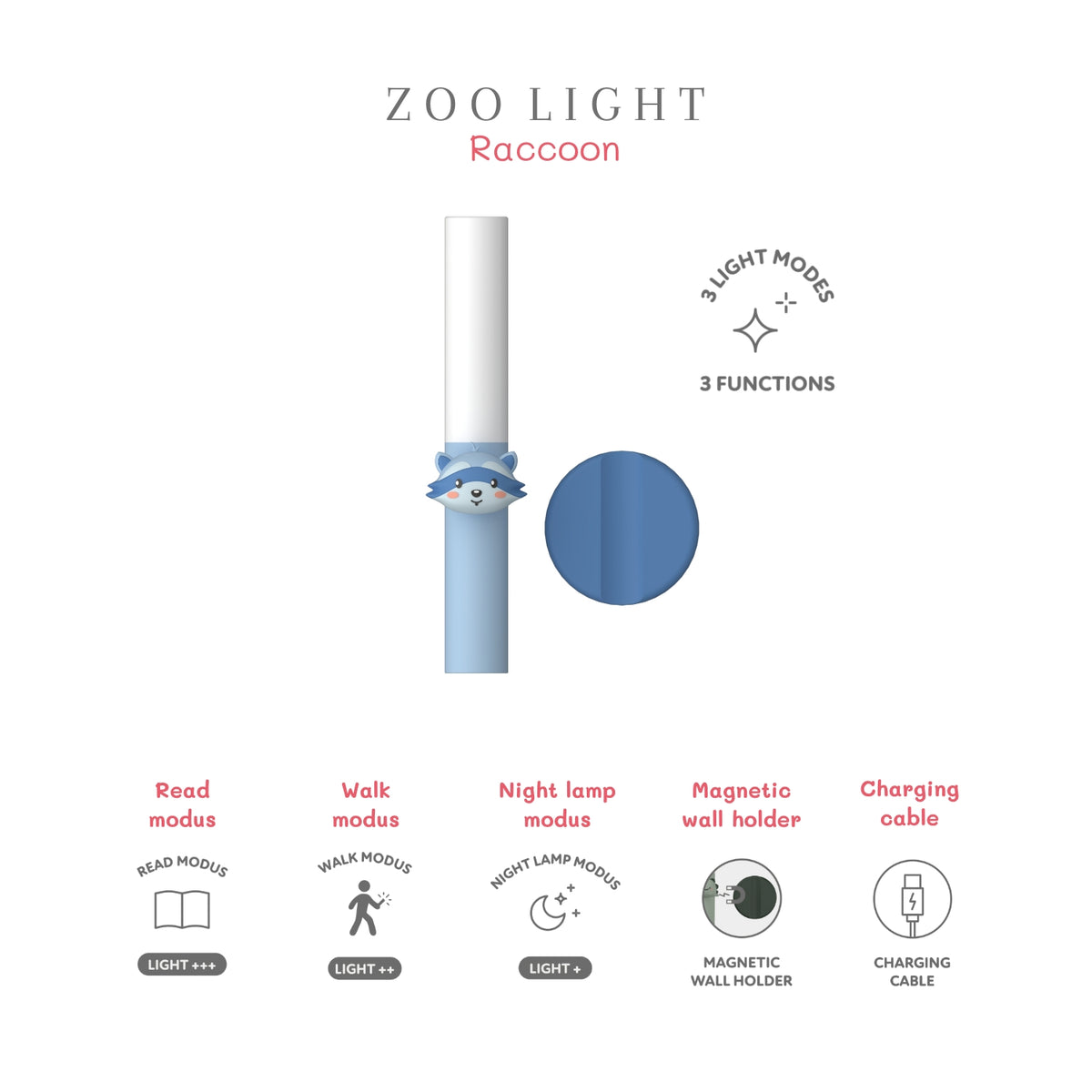 Zoo Light náttljós - Þvottabjörn