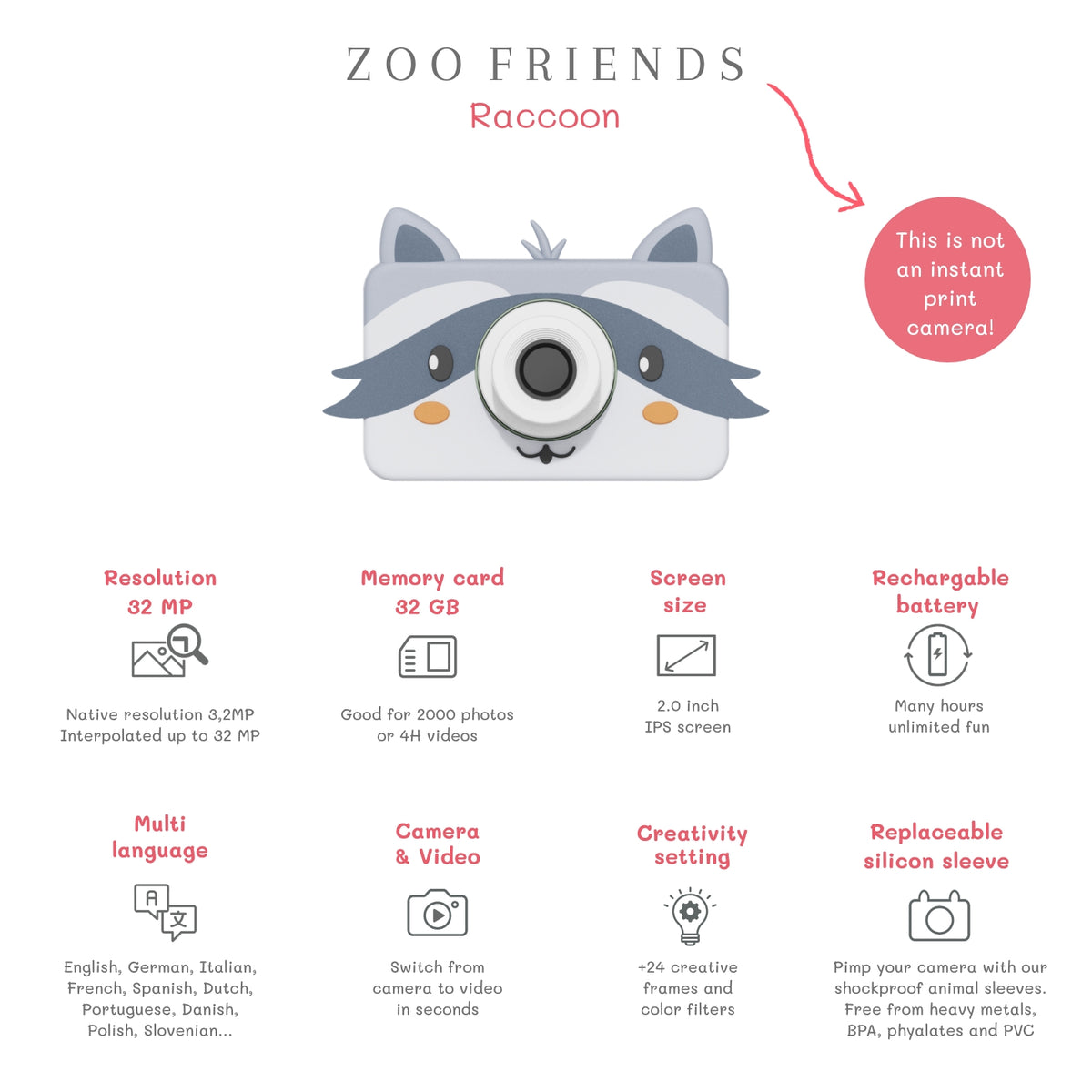 Zoo Friends Barnamyndavél - Þvottabjörn