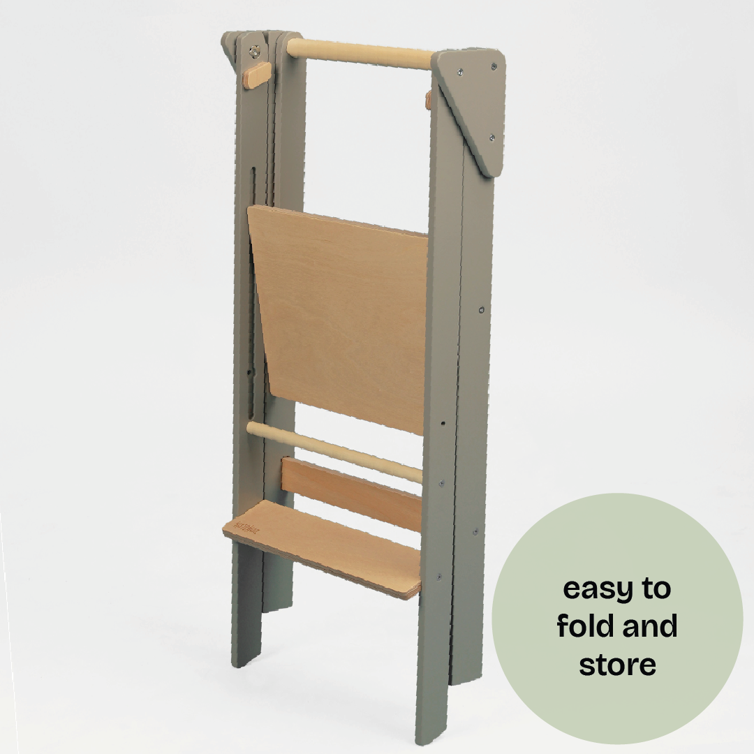 Sambrjótanlegur eldhús hjálparturn - Grár - miniplay.is