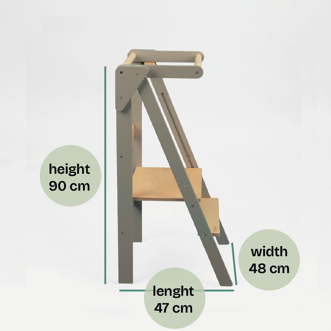 Sambrjótanlegur eldhús hjálparturn - Grár - miniplay.is