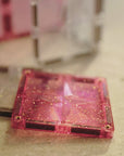 Glitter Tiles Pack Transparent / Pink – 16stk
